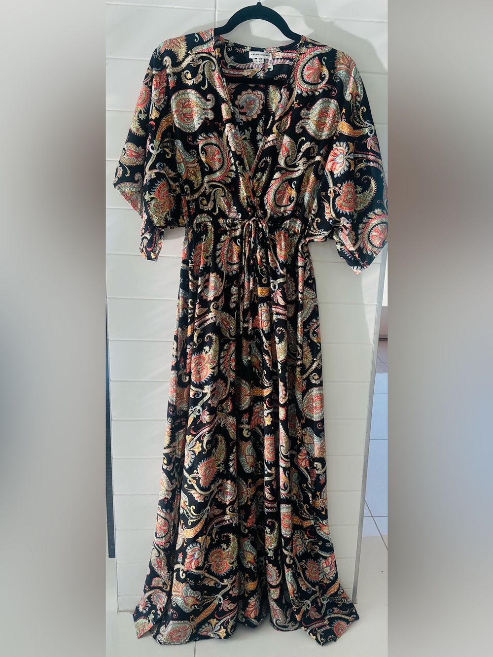 Karma Highway Black/ Gold Paisley Maxi Kimono Dress One Size
